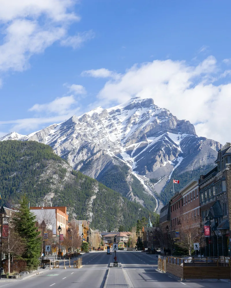 Banff Avenue with Cascade Mountain behind it, Banff, Canada