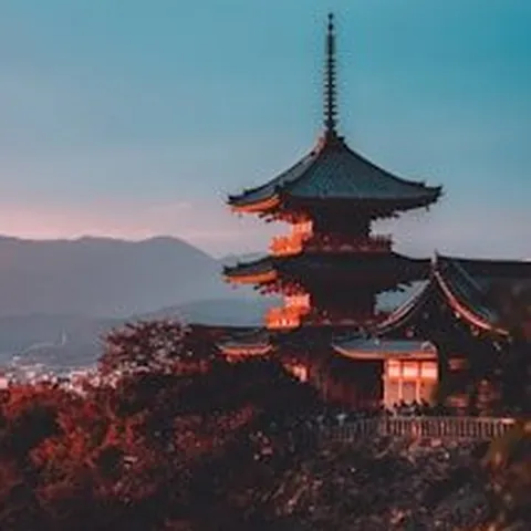 Yasaka pagoda among autumn maples